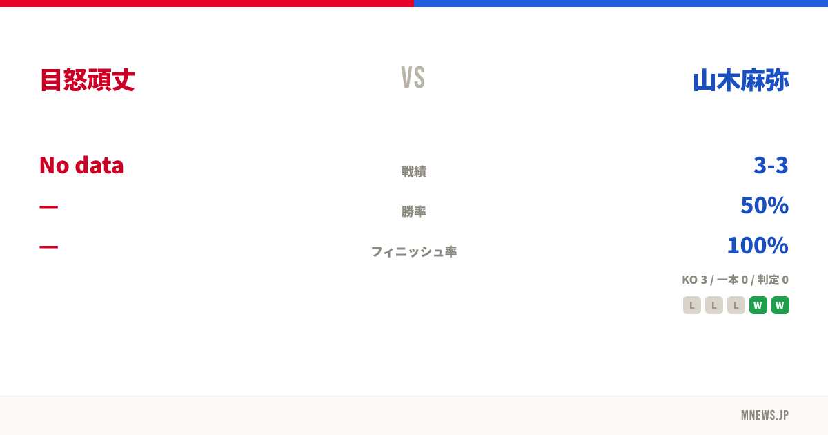 目怒頑丈 vs 山木麻弥